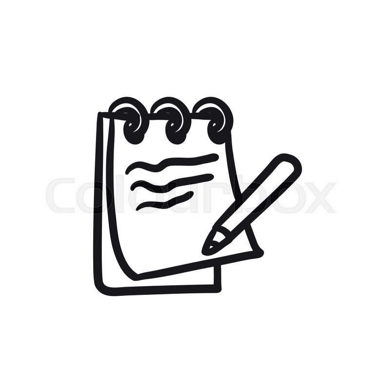 800x800 Notepad With Pencil Vector Sketch Icon Stock Vector Colourbox