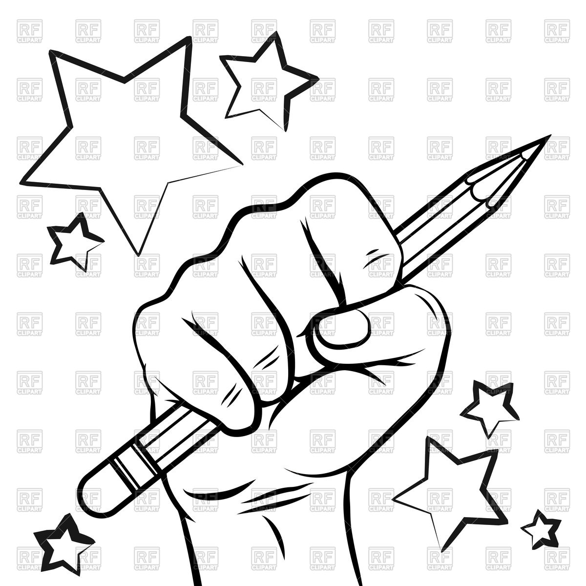 1200x1200 School Sketch With Hand Pencil And Stars Vector Image