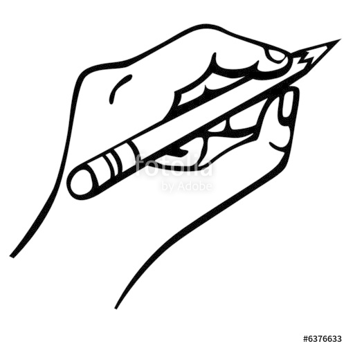 500x500 Black And White Hand Writing With A Pencil Stock Image