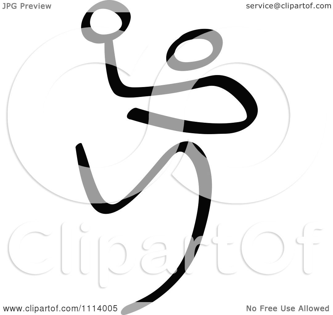1080x1024 clipart black and white stick drawing of a handball player