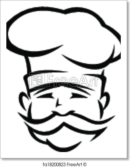 450x580 Free Art Print Of Chef Or Cook With A Handlebar Moustache Black