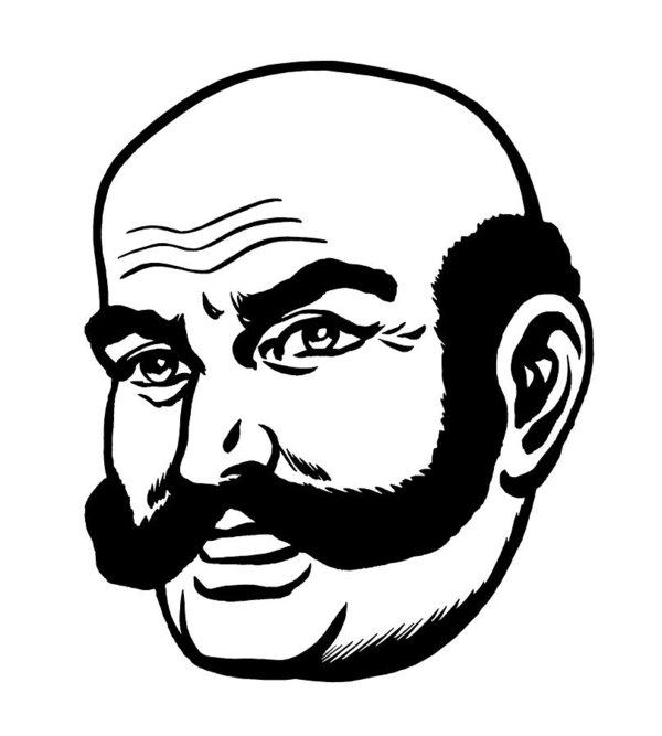 600x667 Man With Extreame Handlebar Mustache Art Print