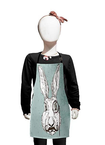 437x606 Lunarable Rabbit Kids Apron, Vintage Style Hand Drawn