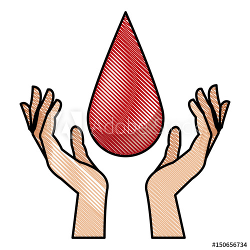 500x500 Drawing Hands With Blood Drop Donation Campaign Vector