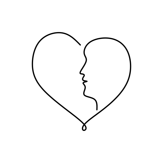 640x640 Continuous Line Drawing Of Hands And Love, Heart, Drawing, Design