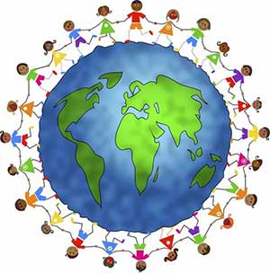 300x304 Drawing Of Earth With People Holding Hands All Around