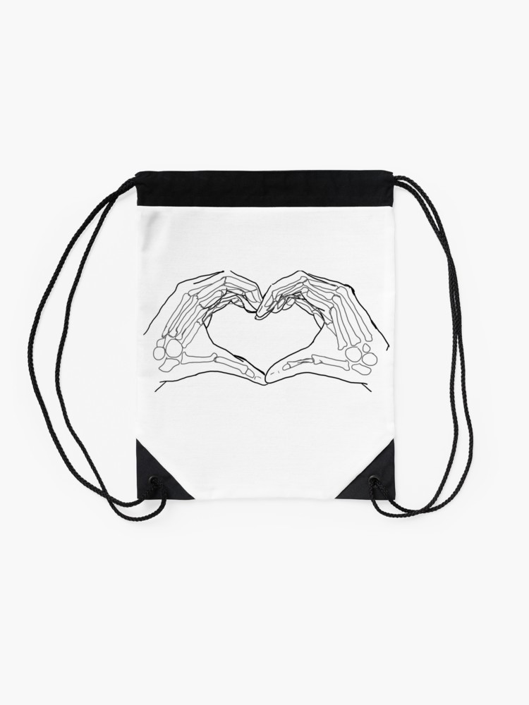 750x1000 Skeleton Heart Hands Drawstring Bag