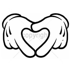 300x300 Cartoon Mickey Mouse Hands Making Heart Love Sign Funny T Shirt
