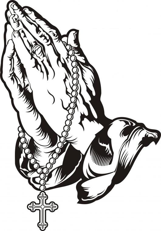 530x759 Praying Hands With Rosary Wall Decal