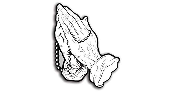 600x350 Praying Hands With Rosary Shaped Sticker