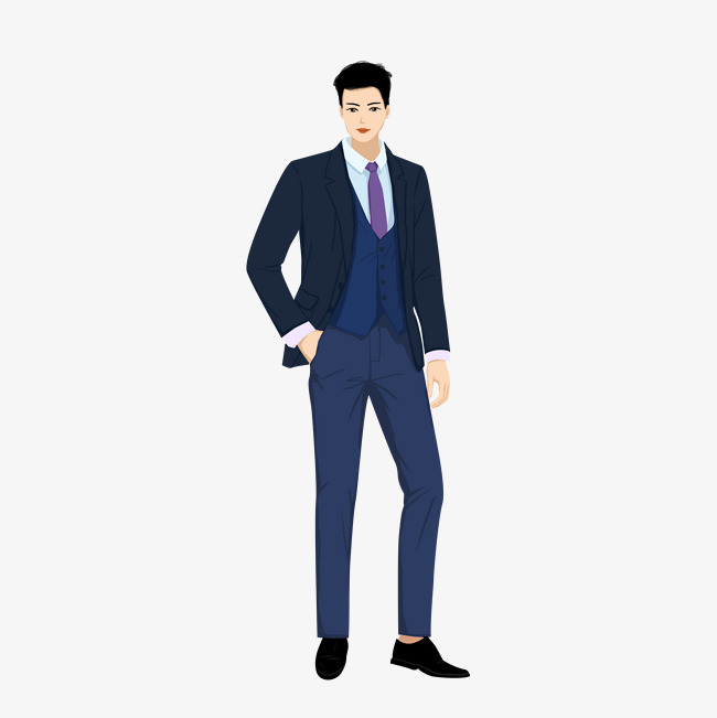 650x651 handsome guy suit hand drawing hd illustration image