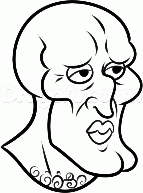 602x813 how to draw handsome squidward, step