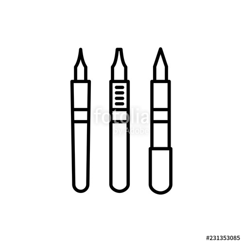 500x500 black white vector illustration of calligraphy nib pens line