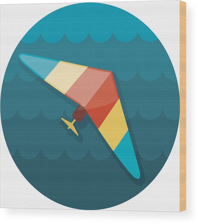 656x740 Hang Glider Icon Summer Vacation Wood Print