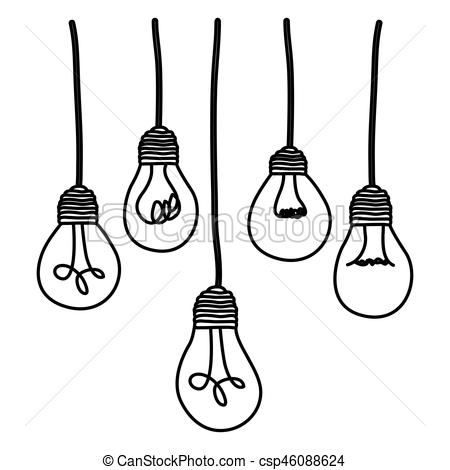 450x470 Light Bulbs Hanging Icon, Vector Illustration Design
