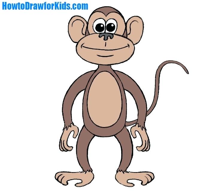 695x656 Monkey To Draw How To Draw A Monkey For Kids Hanging Monkey