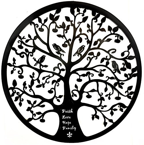 499x500 Black Tree Of Life Wall Art Hanging Metal Iron Sculpture Garden