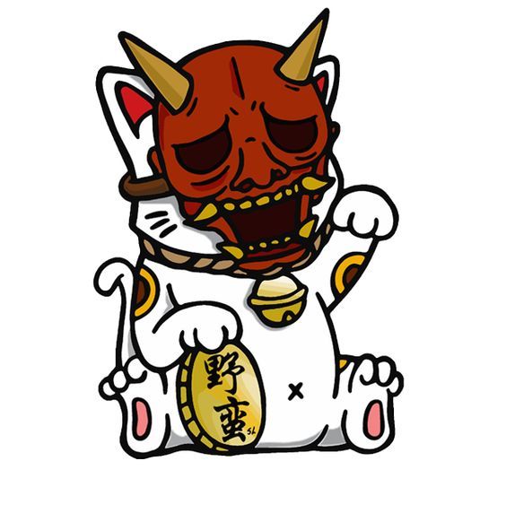 564x572 Gloss Vinyl Size X Drawn Original Maneki Neko