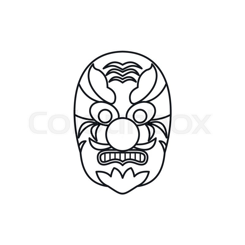 800x800 hannya mask icon in outline style stock vector colourbox