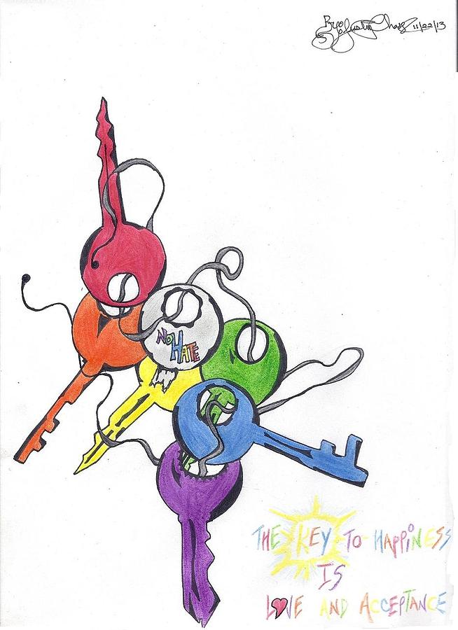 654x900 The Key To Happiness Drawing