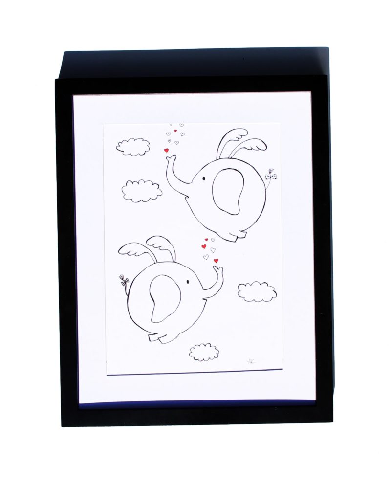 800x1000 Drawing Handmade Flying Elephants Art And Cat