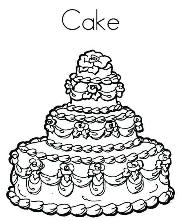 580x707 Birthday Cake Pictures To Color Free Birthday Cake Coloring