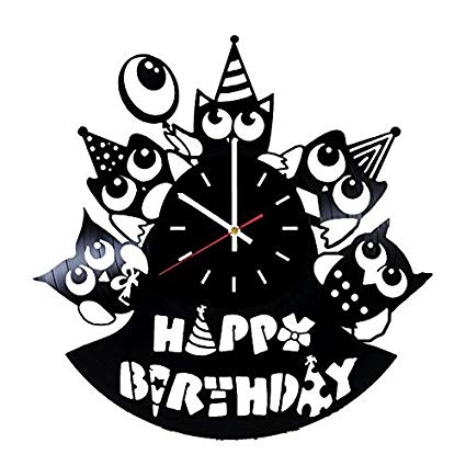 425x425 Happy Birthday Design Vinyl Record Wall Clock