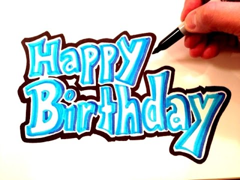 480x360 How To Draw Happy Birthday In Blue