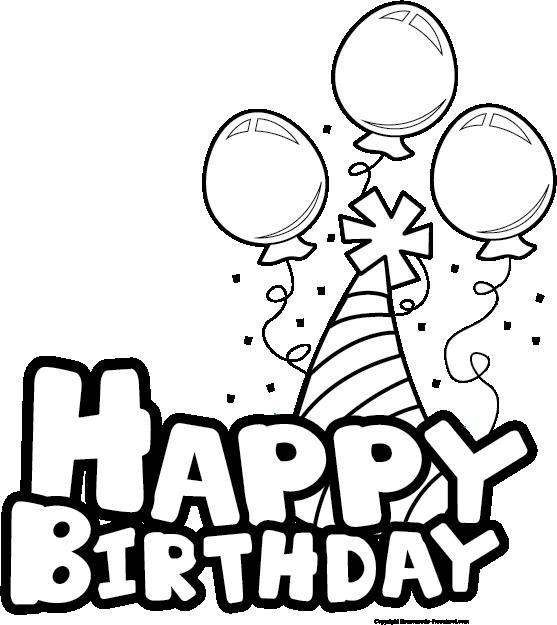 557x625 Black And White Happy Birthday Clipart