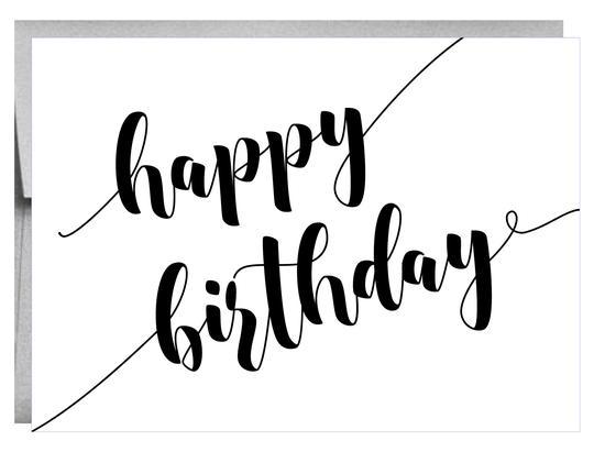 540x411 Bold Happy Birthday Greeting Card Script Black And White