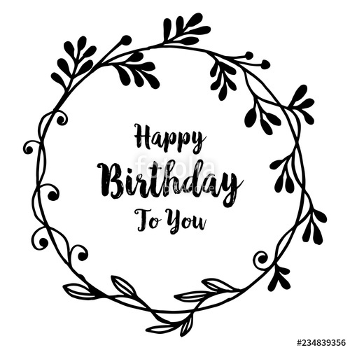 500x500 Happy Birthday Card With Flowers Hand Draw Vector Stock Image