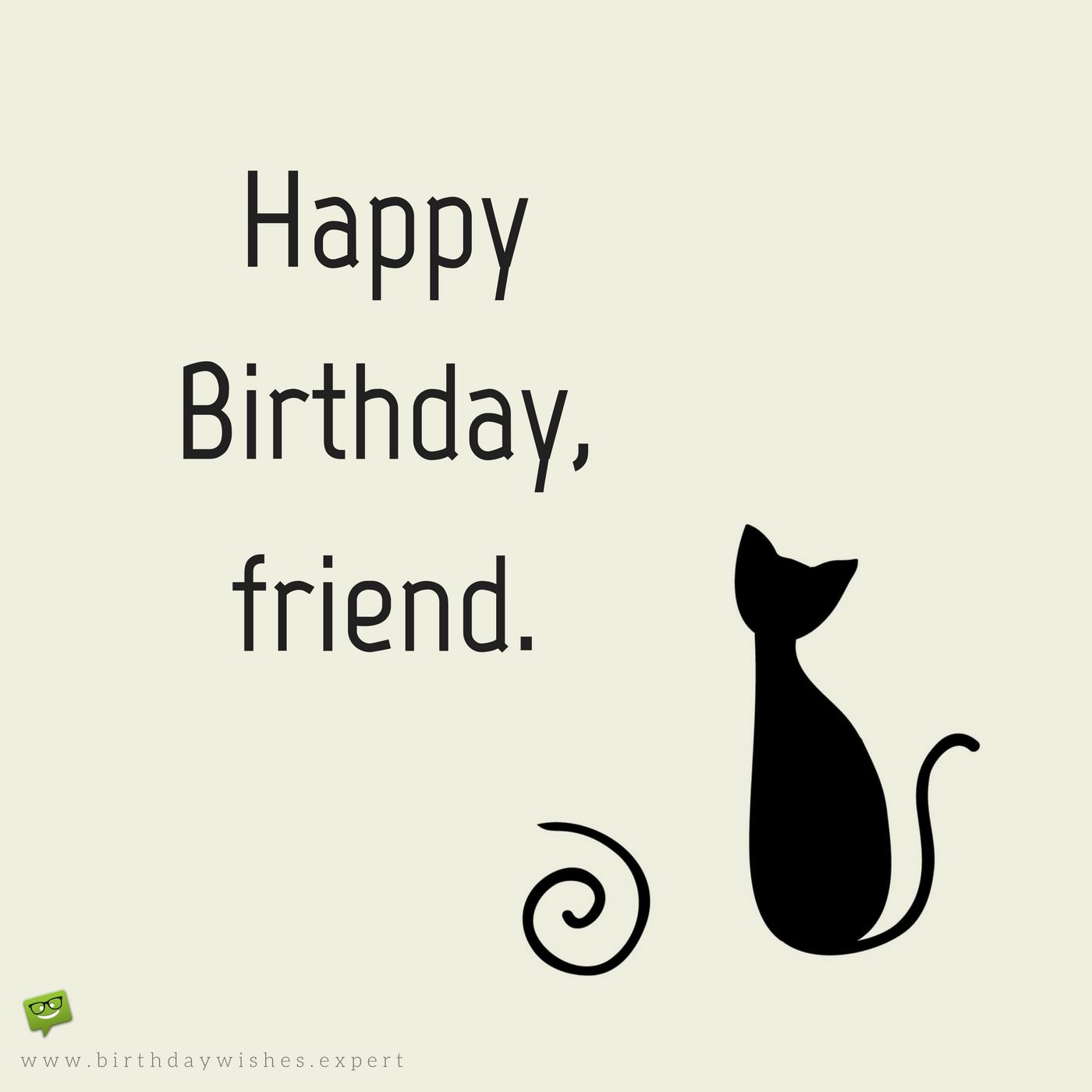 1400x1400 Happy Birthday Friend On Image With Cute Cat Drawing