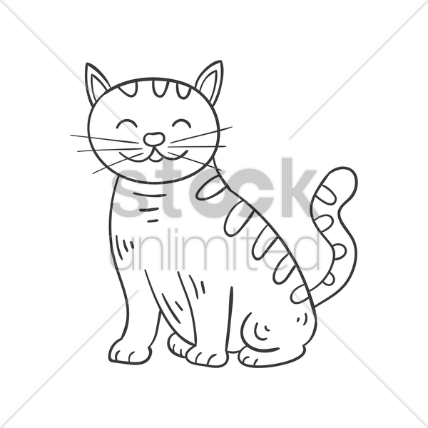 600x600 Happy Cat Vector Image