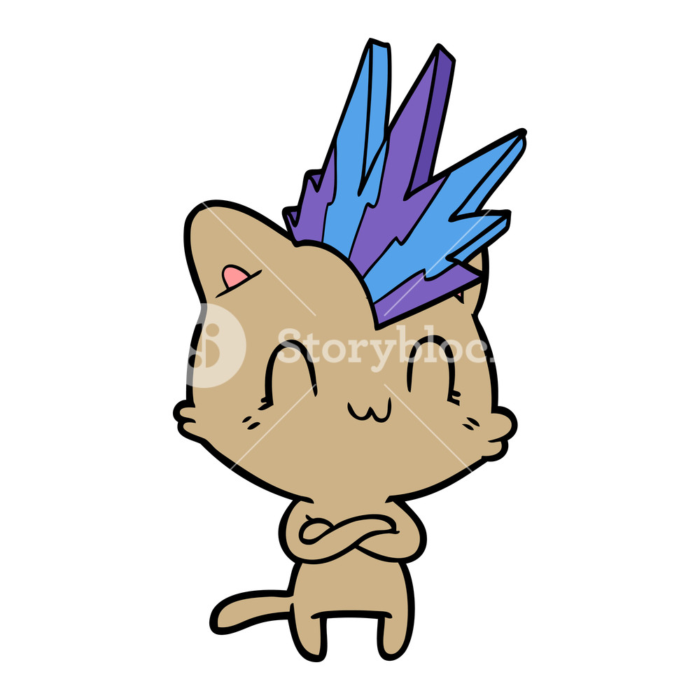 1000x1000 Cartoon Happy Cat Punk Royalty Free Stock Image