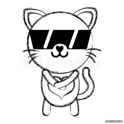 500x500 Figure Happy Cat Cute Feline Animal With Sunglasses