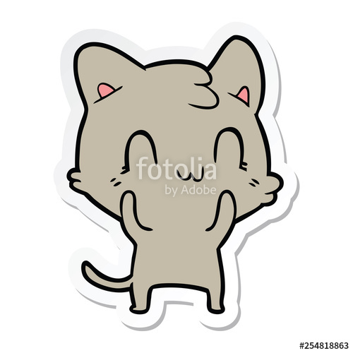 500x500 Sticker Of A Cartoon Happy Cat Stock Image And Royalty Free