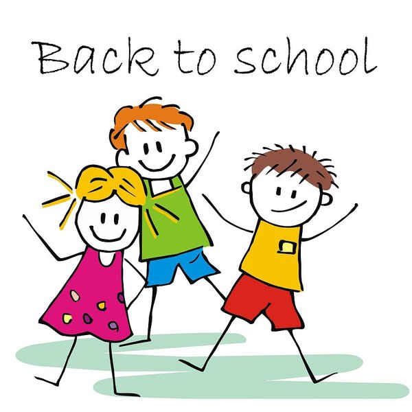 600x600 Three Happy Kids, Back To School, Vector Illustration Art Print