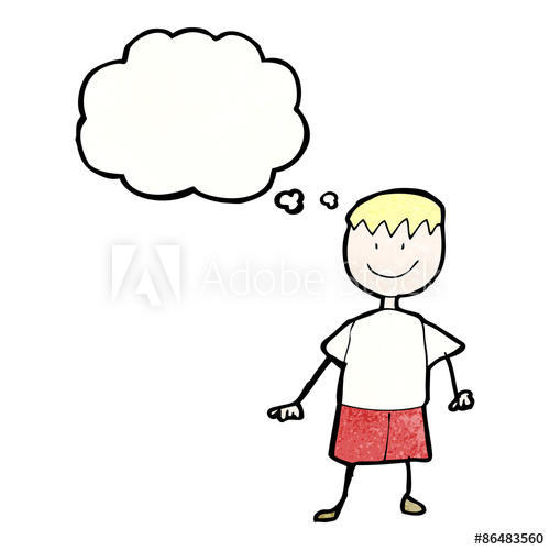 500x500 Child's Drawing Of A Happy Boy With Thought Bubble