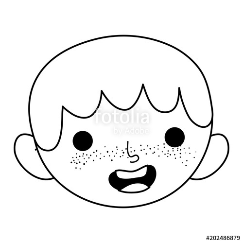 500x500 Line Happy Child Boy Head With Hairstyle Stock Image And Royalty