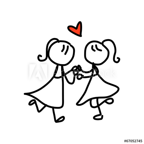 500x500 Hand Drawing Cartoon Happy Couple Wedding