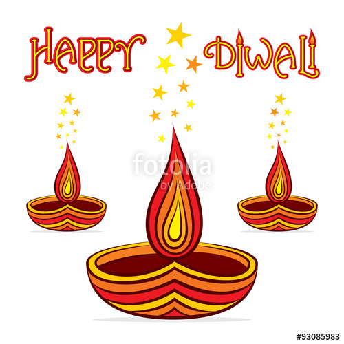 500x500 Happy Diwali Design With Diyas Vector Stock Image And Royalty
