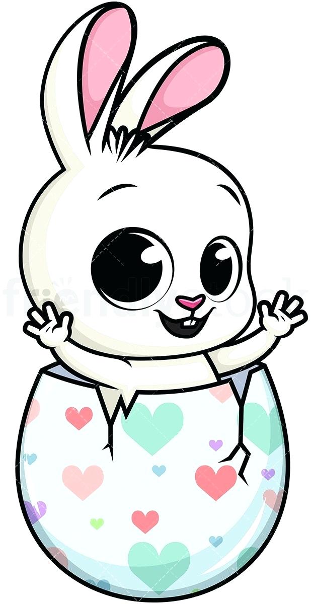 620x1200 Easter Cartoon Drawings Bunny In Eggshell Vector Cartoon Easter