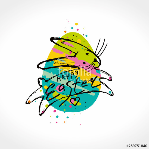 500x500 Happy Easter Funny Illustration Easter Bunny Jumping