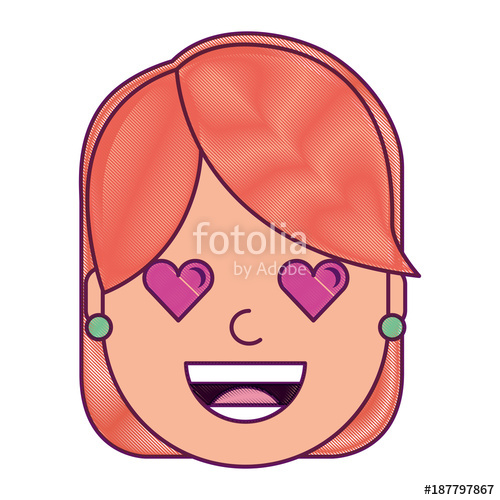 500x500 Happy Girl With Her Smiling Face And Heart Shape Eyes Illustration