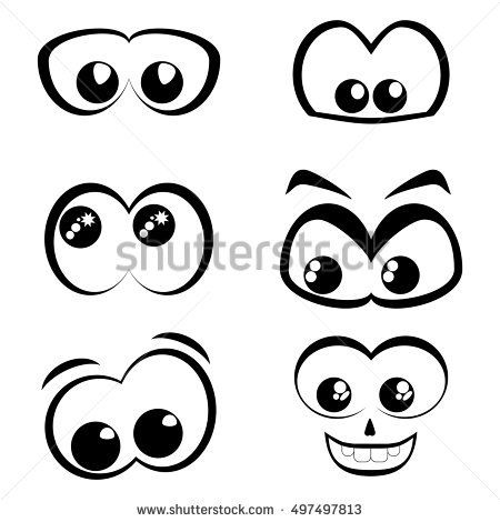 450x470 Cartoon Eyes Black And White Set Vector Icon Art Stuff