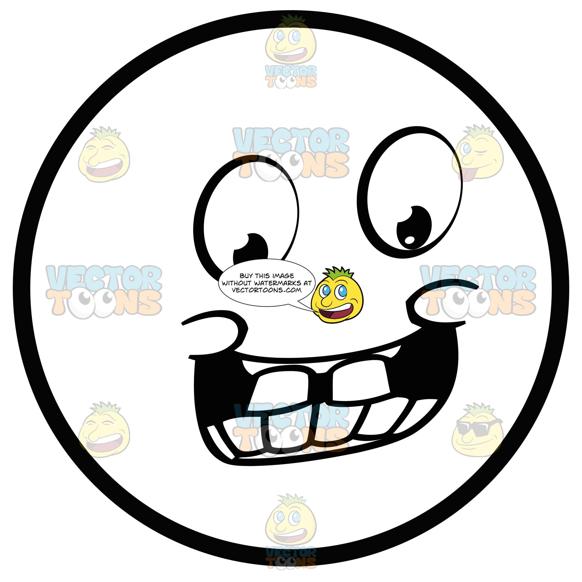 2000x2000 Jolly Large Eyed Black And White Smiley Face Emoticon With Pudgy