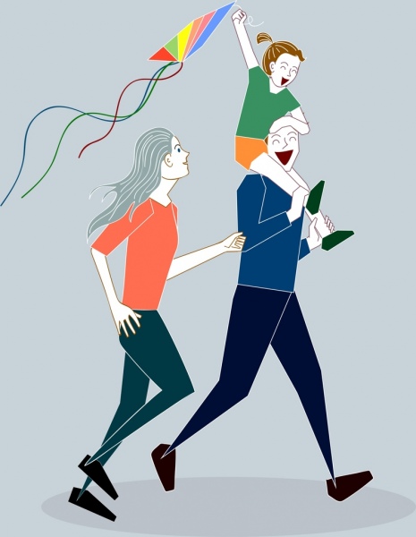 465x600 Happy Family Painting Cartoon Characters Colored Sketch Free