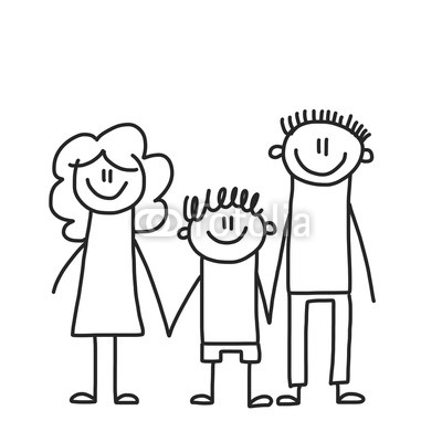 400x400 Happy Family With Children Kids Drawing Style Vector Illustration