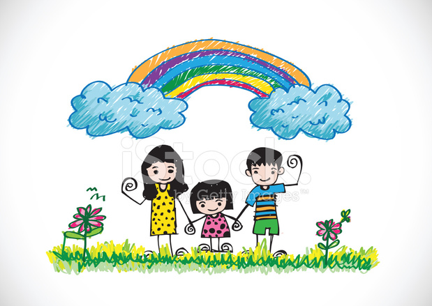 619x439 Kids Drawing Happy Family Picture Stock Photos