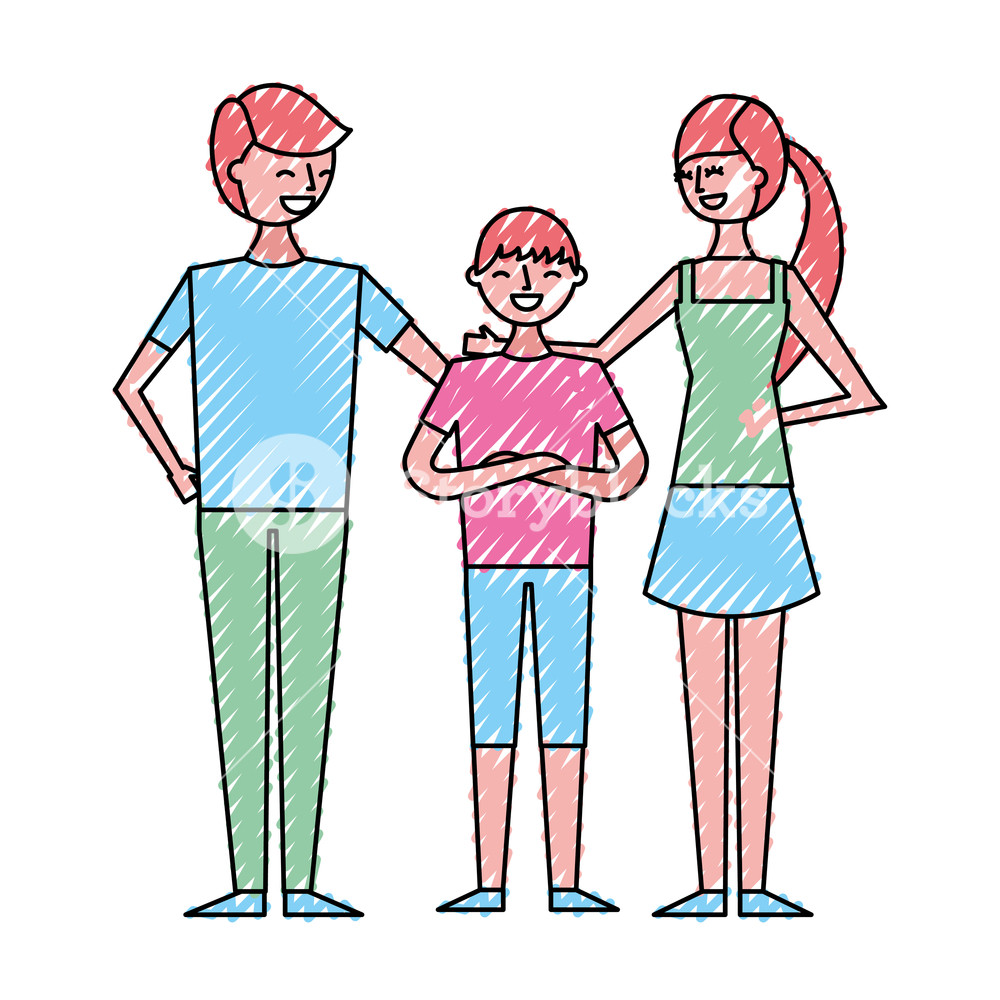 1000x1000 Happy Family Standing Together Father Mother And Son Vector